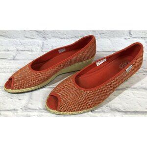 KEEN Cortona Orange Wedge Jute Peep Toe Low Heels Womens 10.5 (4c6)